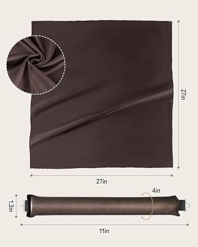 Seritant Heatless Curls Overnight with Satin Head Scarf, Velvet Hair Rollers for Blowout Look, No Heat Curling Rod for Long Thick Hair, Soft Sleep In Flexi Rods - color: Brown