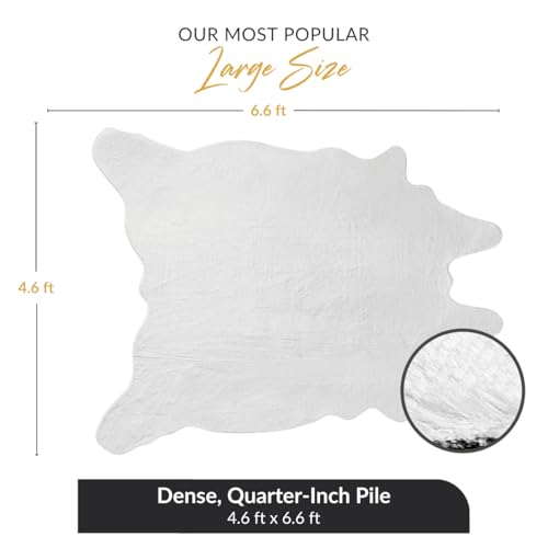 Faux Cowhide Rug 4'7"x6'7" - White Cow Print Rug, Washable, Non-Shedding - color: White, size: 4'7" x 6'7" (Large)