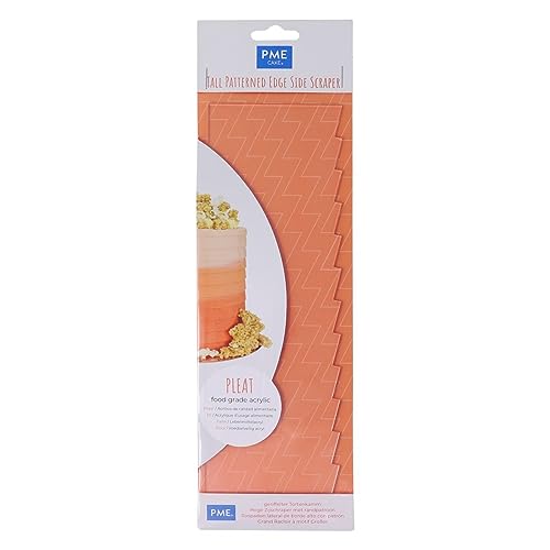 PME Pleat Patterned Side Scraper for Cake Decorating-10 inches, Acrylic, - style: Pleat