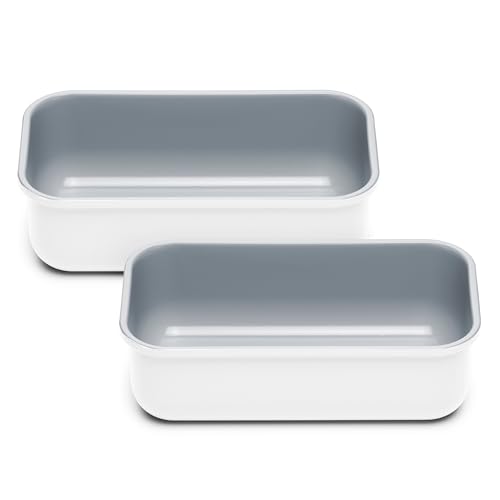 Caraway Non-Stick Ceramic-Coated 1 lb Loaf Pan Duo - color: White, size: 2x Loaf Pan (1lb)