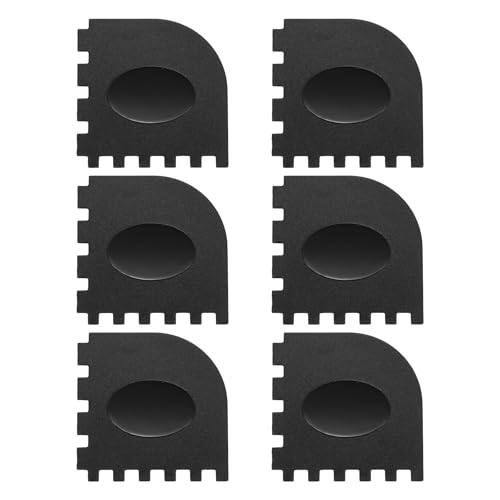 uxcell 6Pcs Serrated Pan Scraper 3.2x3.2Inch Kitchen Pot Scrubber Black - color: Black, size: 3.2x3.2Inch