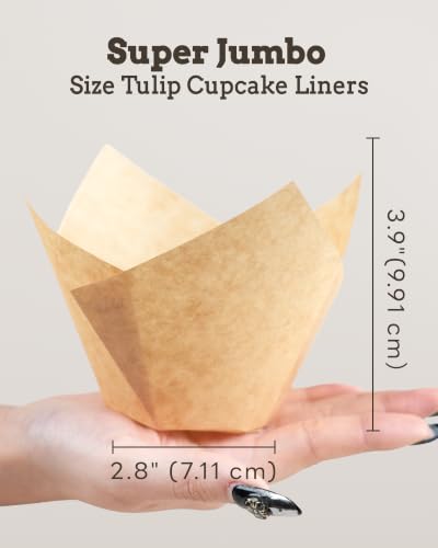 Bake Choice 100pcs Natural Super Jumbo Tulip Cupcake Liners for Baking - size: Jumbo