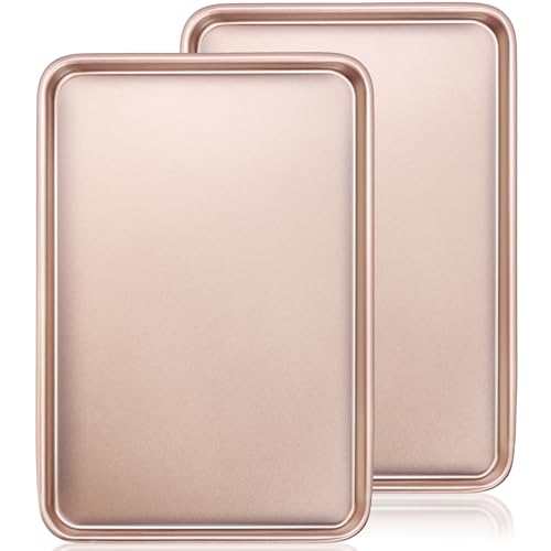 Wildone Baking Sheet Pan Set of 2, Nonstick Cookie Sheets for Baking - color: Rose Gold, size: 15x10x1 inch Set