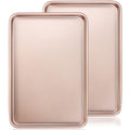 Wildone Baking Sheet Pan Set of 2, Nonstick Cookie Sheets for Baking - color: Rose Gold, size: 15x10x1 inch Set