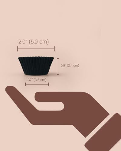 Bake Choice 400pcs Black Mini cupcake liners for baking, mini muffin liners - size: Mini