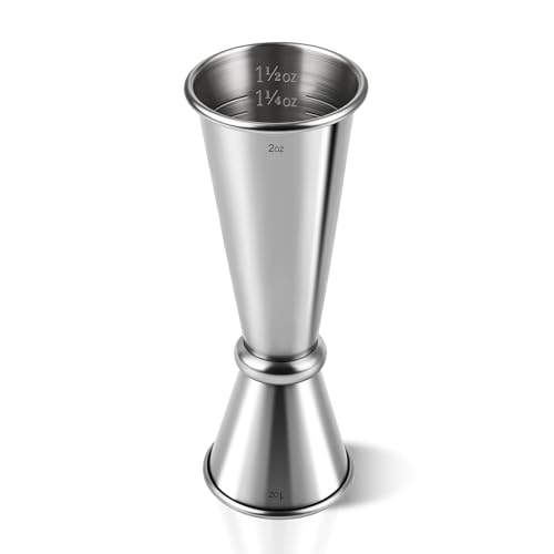 Stainless Steel Cocktail Jiggers – Japanese Style Double Measuring Cups for Bartending (1oz/2oz) - color: Silver, size: 1 Pack-A