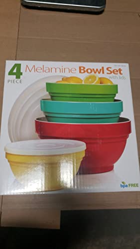 Melamine Mixing Bowl Set with Lids, 4 Pieces