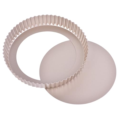 9-Inch Round Tart Pan with Loose Removable Bottom, Non-Stick Carbon Steel Quiche Pan for Oven Baking (Champagne Gold) - size: 9" Round (Champagne Gold)