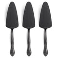 3-Piece Matte Black Cake Server Set with Rose Handle - color: Black