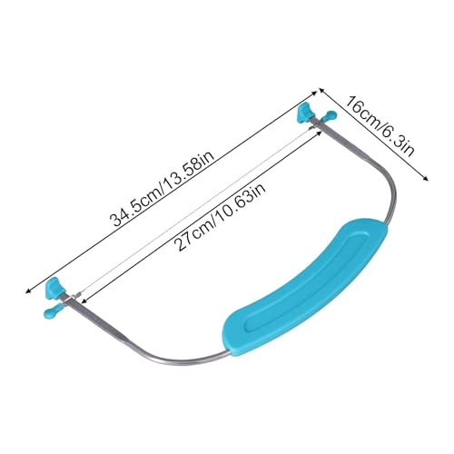 Cyrank Adjustable Cake Leveler for Leveling and Torting, 13.58 x 6.3inch 304 Stainless Steel Cake Leveler Adjustable Wire Cake Cutter with Handle and Scale DIY Baking Tool for Kitchen(Blue)