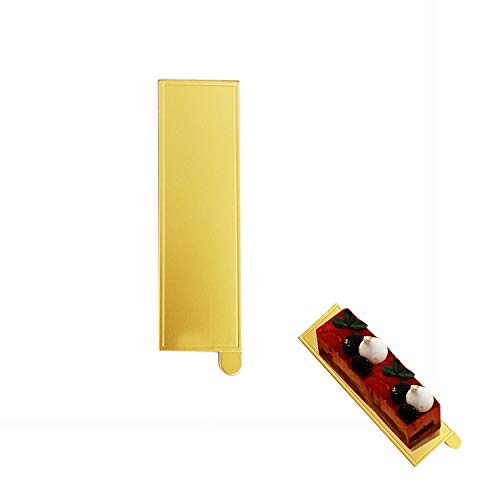 100 pcs 5.12"x1.57" Rectangular Cake Boards, Mousse Cardboard - size: Long bar rectangular - Gold