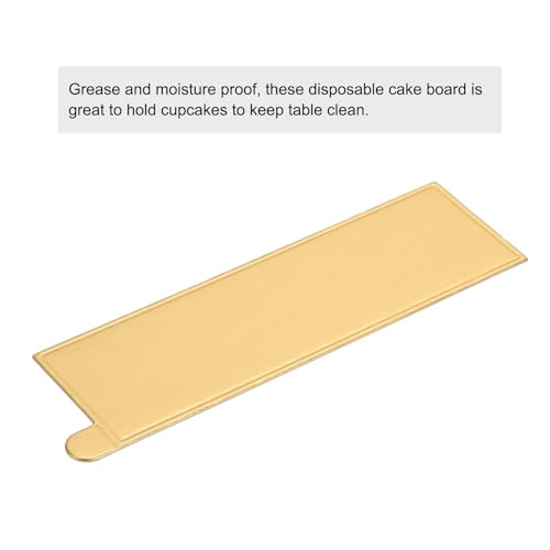 uxcell 100pcs Mini Cake Boards, Mousse Cake Cardboards Rectangle Cake Bases Plates Cupcake Dessert Displays Base Tray for Cakes, Pastries, Dessert Base - Grease Proof (Gold) - color: Gold, size: 5.1 x 1.6 inch