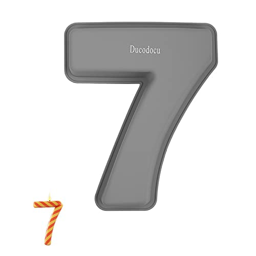 Ducodocu Silicone Cake Pans 3D Large Number Cake Mould Novelty Cake Tins DIY Baking Mold for Birthday Wedding Anniversary 10 inch Number of 7 - size: 7
