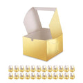 25 Gold Bakery Boxes with Window, 5x5x3.5 Inches Cake Boxes - color: Gold