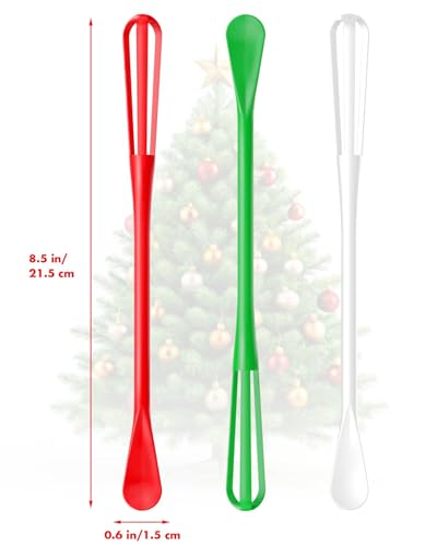 OYV Christmas Colors 2-In-1 Mini Whisk and Spoon, Set of 3, 8.5-Inch - color: Festive Christmas Colors (Red, Green, White)