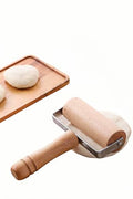 Stainless Steel & Beechwood Rolling Pin with Adjustable Thickness - Ergonomic Dumpling/Pasta Maker、Pizza, Kitchen Tool for Home Chefs, Dishwasher Safe & Rustproof Design (T) - size: T