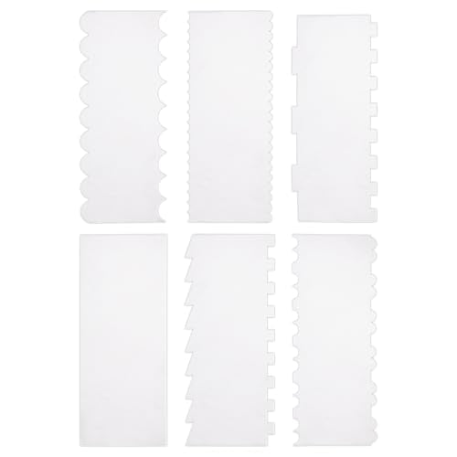 6pcs Acrylic Cake Scrapers Set, 9.4x3.9in Clear Double Sided Cake Icing Smoother with 12 Shapes for DIY Butter Cream Frosting Icing Mousse Dessert Decoration Baking Projects