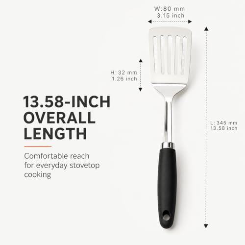Stainless Steel Slotted Turner Spatula, Thin Edge Turner, Silver - color: A-Turner Spatula