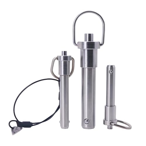 Stainless Steel Ring Quick-Release pin, Grip Button Locking pin, Ball Locking pin with Safety Rope (Dia:1/4, L:1in) - size: L:1in
