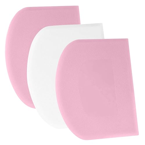 SURDOCA Dough Scraper Bench Scraper - 3P 4.7x3.7" Plastic Flexible Bowl Scraper, Sharp Edge & Angles Cake Scraper. Non-Slip Bakeware Decorating Tools Sculpting & Modeling Tools - Pink+White+Pink - color: Pink+White+Pink, size: 12x9.5cm/4.7x3.7''