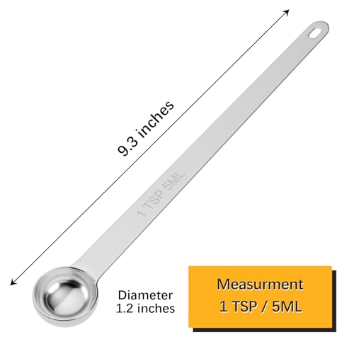 2PCS 1TSP(5ml) Extra Long Handle Measuring Spoon, 18/8 Stainless Steel - size: 1tsp|5ml