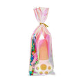 50 Pack Clear Iridescent Cellophane Treat Bags with Twist Ties - size: 10x15.9 inch