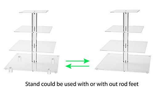 Jusalpha Large 4 Tier Square Acrylic Cupcake Stand, Cake Stand - size: 4 Tier With Rod Feet, Version 2