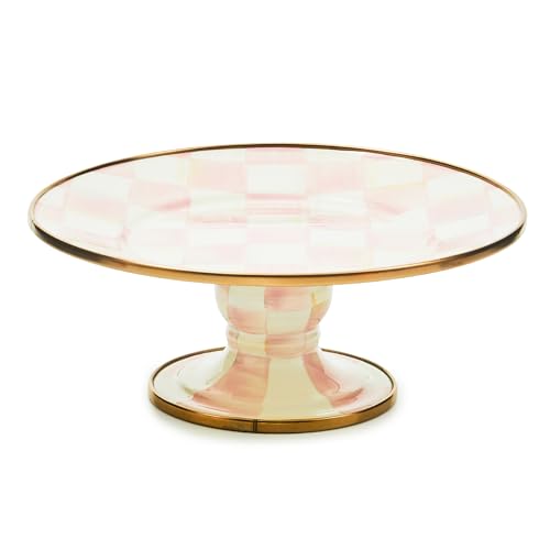 MACKENZIE-CHILDS Pedestal Platter, Mini, Pink-and-White Rosy Check - color: Rosy Check, size: Mini