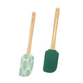 Silicone Kitchen Spatula Set, Wooden Handle Spatula Set for Baking, Cooking, and Mixing (leaf) - color: Leaf