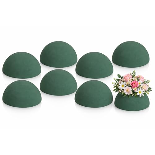 Shihanee 3.54 x 1.77 Inches 8 Pcs Half Ball Floral Dry Foam - size: 3.54 x 1.77 Inches