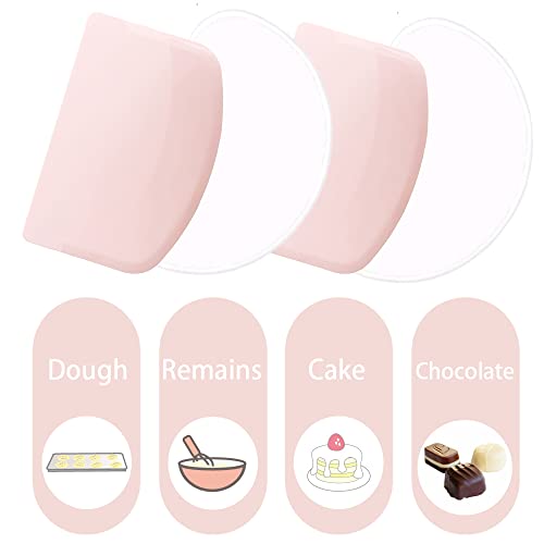Dough Bowl Scraper Silicon Pastry Scrapers Home Kitchen Food Grade PE Backing Dough Blenders Hard Cutter for Cooking Bread Cake Mixing Pastry Dough Scrapers 4 Packs