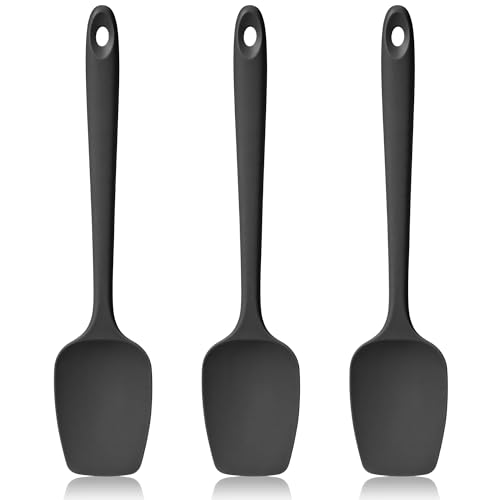 600ºF Heat Resistant Silicone Spoon Spatula Set of 3, Black - color: (2) Black, size: 3 Spoon Spatulas