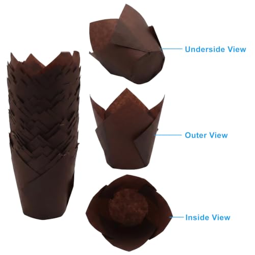 200 Pcs Brown 1.9 Inch Base Mini Tulip Cupcake Liners - color: Brown