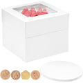 8x8x8 Inches Cake Boxes with Cake Boards, 3 Pack Premium Tall Cheesecake Boxes with Display Window for Christmas, Birthday, Wedding - size: 8 x 8 x 8 Inches-3 Pack