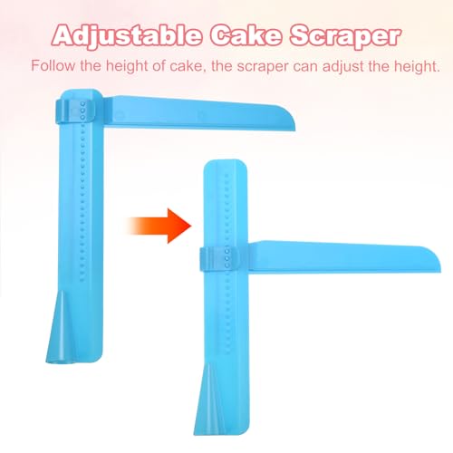 uxcell 2Pcs Adjustable Cake Scraper Adjustable Cake Smoother Blue - color: Blue