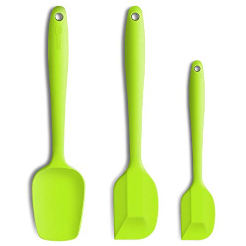 3-Piece Silicone Spatula Set, 600°F Heat Resistant, Green - color: E-Green