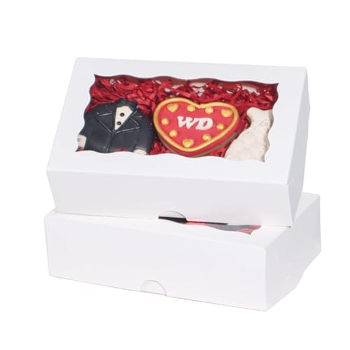 20pcs 7x4.33x1.5 Inch White Cookies Boxes with Window Bakery Boxes - color: White