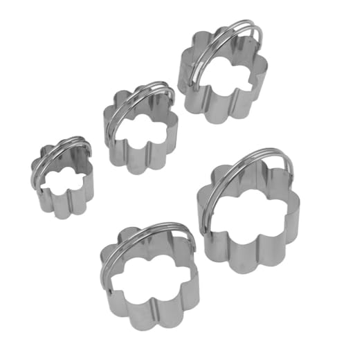 5Pcs Stainless Steel Cookie Cutters Set with Handle, 5 Sizes Baking Mould for Biscuits Scones, Easy Clean Dishwasher Safe(Flower) - size: Flower
