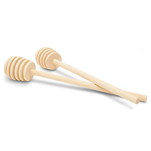 Wooden Honey Dipper Sticks, Honey Comb Wand Stirrers for Tea, Honeycomb Dripper Stir Spoons, Wood Dabber Combs Drizzler Sticks for Cake Pops, 8" Charcuterie Drizzle Dippers Pack of 6 by Woodpeckers - size: 8 inch