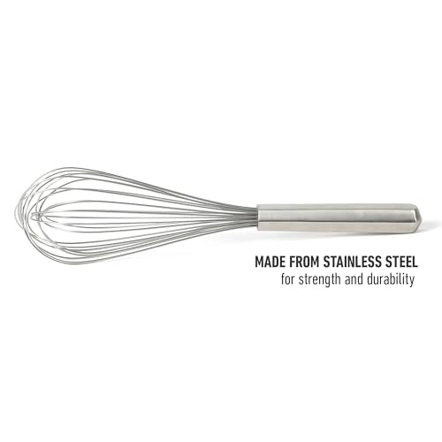 Calphalon Prime Balloon Whisk, 12-Inch Kitchen Egg Beater, Stainless Steel Cooking Whisk Heavy-Gauge for Mixing and Aerating, Weighted Handle for Control - size: 12-Inch (Pack of 1)