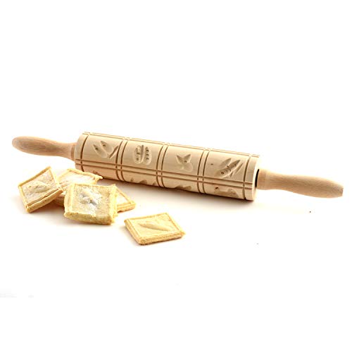 Norpro Springerle Wooden Rolling Pin, 10", Light Brown