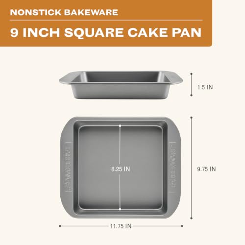 Farberware Nonstick Bakeware 9-Inch Square Cake Pan, Gray - color: Gray