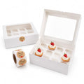 12PCS Cupcake Boxes with Window & Insert 500PCS Thank You Sticker