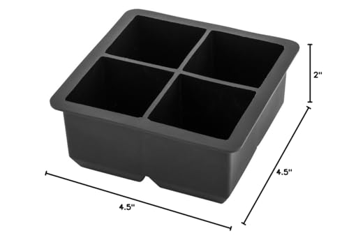 Restaurantware 2-inch Square Ice Tray - Makes 4 Cubes: Perfect for Commercial Bars or Home Use - Constructed from Durable Black Silicone - Dishwasher Safe - 1-CT - size: 2" Cube - 4 Mold