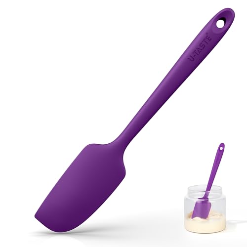 U-Taste Small Mini Silicone Spatula, 9in Rubber Jar Bowl Scraper, Purple - color: Purple