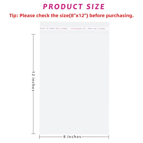 Morepack 8x12 In Self Sealing Cellophane Bags, 200Pcs Clear Cellophane Bags - size: 8" x 12" (Pack of 200)