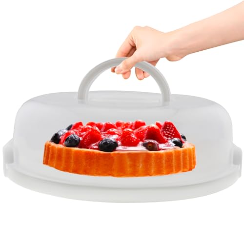 2Pcs Pie Carrier with Lid Portable Cheesecake Carrier 12 Inch Cupcake Cake for Thanksgiving Party Baby Shower Christmas (White) - color: White