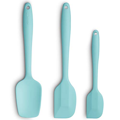 3-Piece Silicone Spatula Set, 600°F Heat Resistant, Aqua Sky - color: E-Aqua Sky
