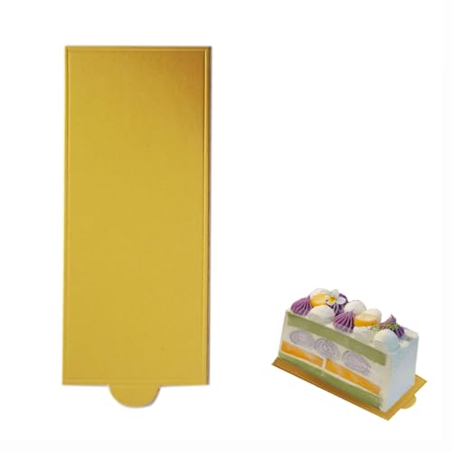 100 Pcs 4.72"x2.05" Rectangle Cake Boards, Golden Mousse Bases - size: Bigger rectangular - Gold