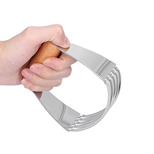 Pastry Cutter, Stainless Steel Dough Cutter, Pastry Blender with 5 Heavy Duty Blades and Comfortable Handle for Pastry Baking, Handle Length 7.5cm